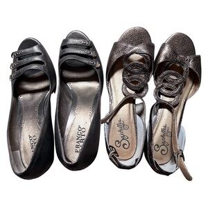 2 pairs of Leather Metallic Shoes - Seychelles and Franco Sarto